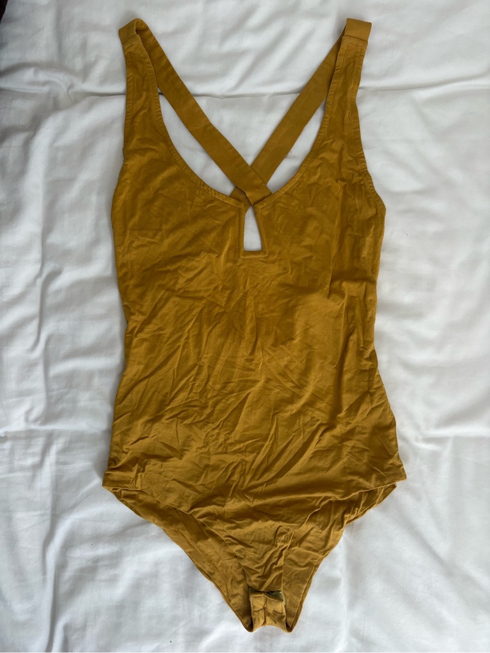 House of Harlow 1960 Mustard Yellow Crossback Bodysuit - Picture 1 of 2